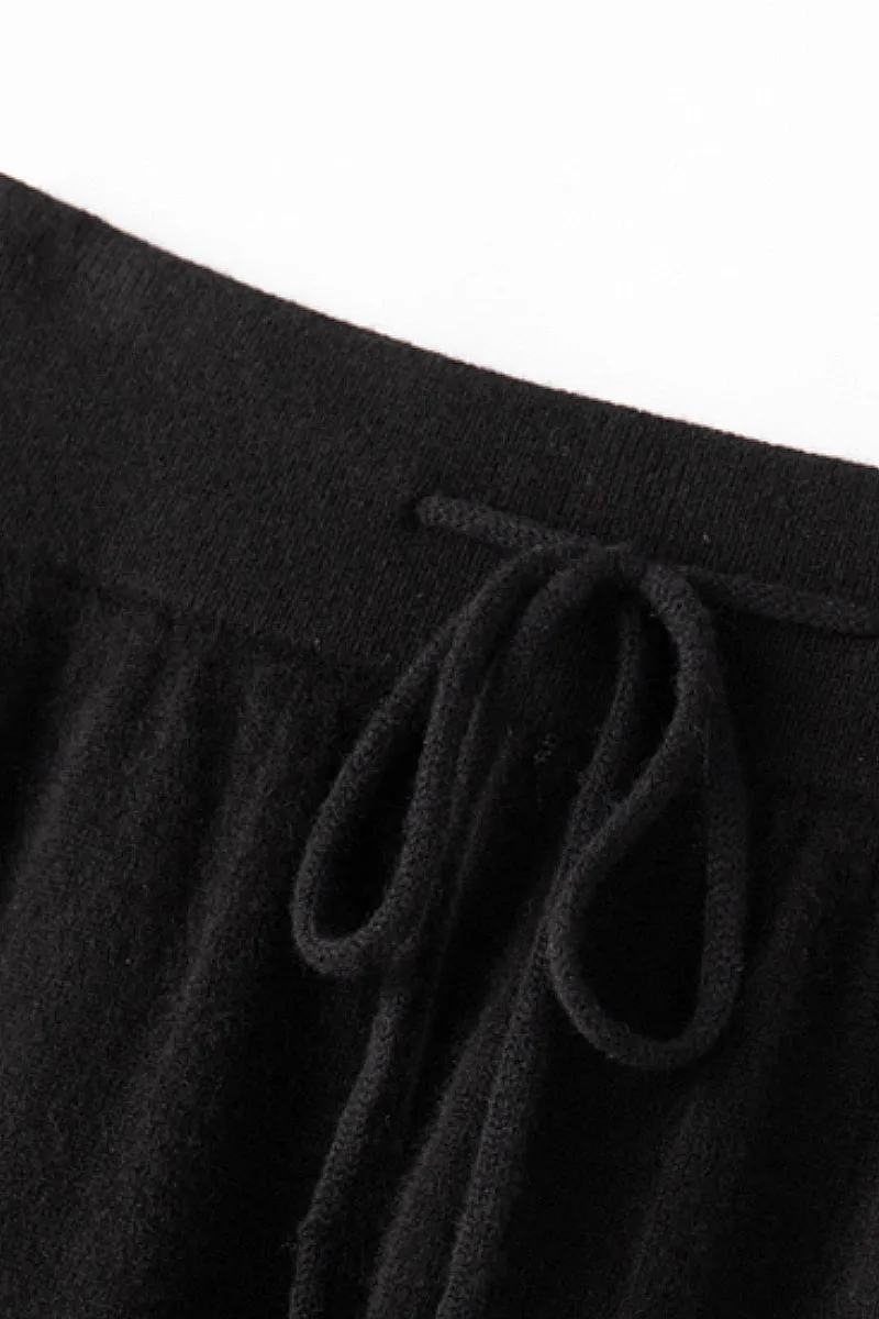 100 Merino Wool Knit Jogger Pants with Elastic Waist