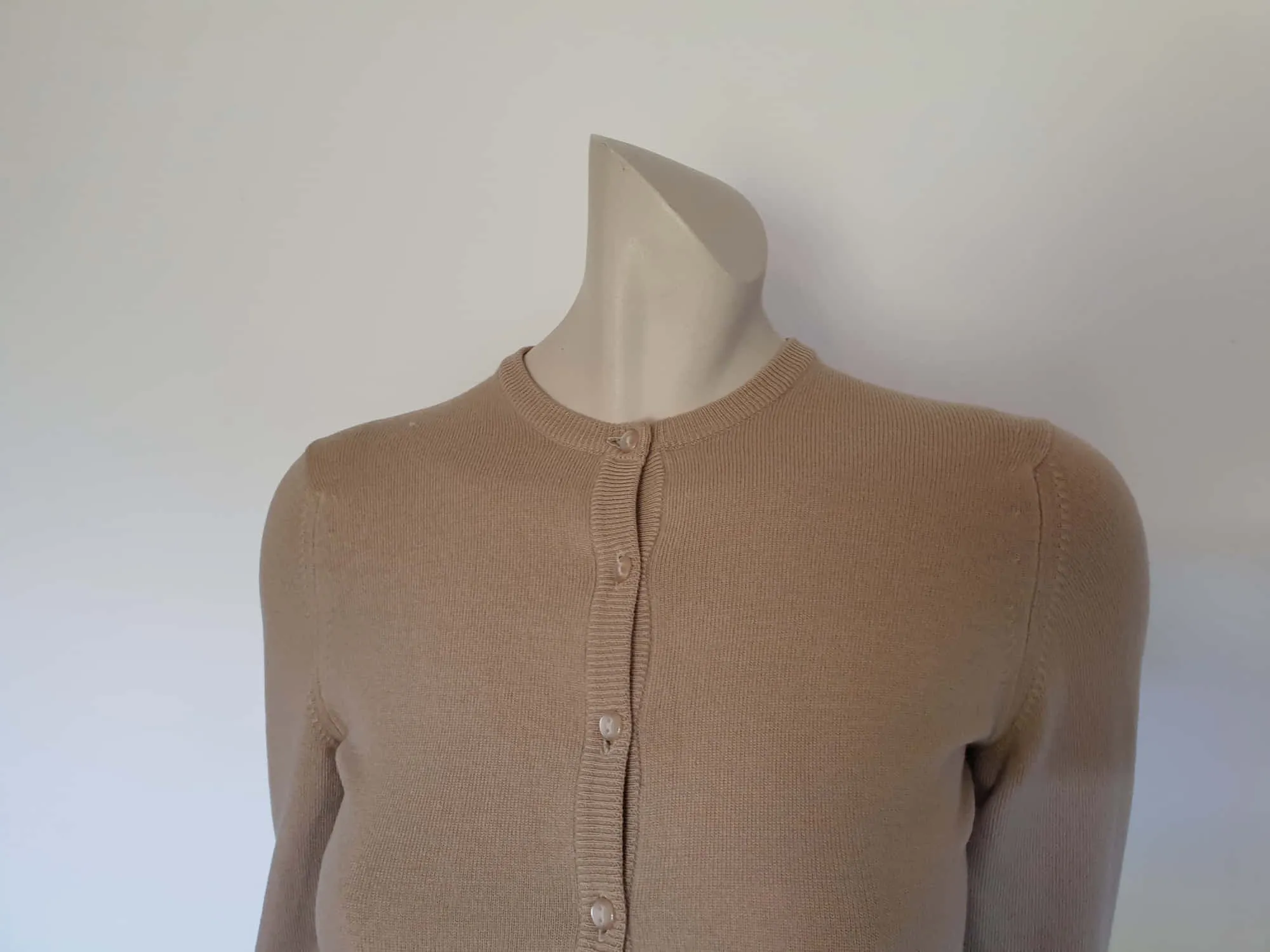 1980s Beige Wool Cardigan by Fletcher Jones - S