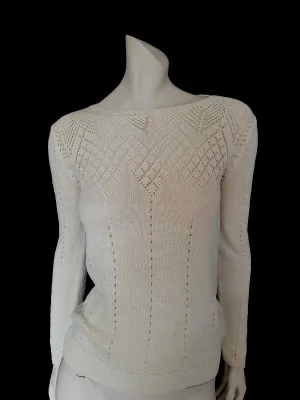 1980s Cream Lacy Knit Jumper by Club Prive