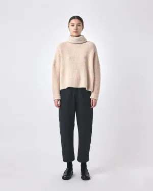 7115 by Szeki Light Stripes Alpaca Striped Turtleneck Sweater