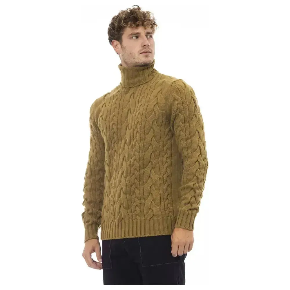 Alpha Studio Brown Wool Men Sweater