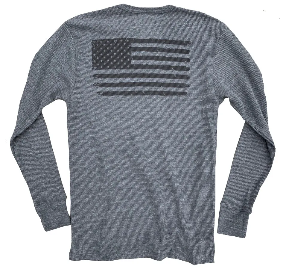 American Flag Long-Sleeve Gray Thermal Shirt