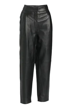 Black Leather Straight Leg Pants