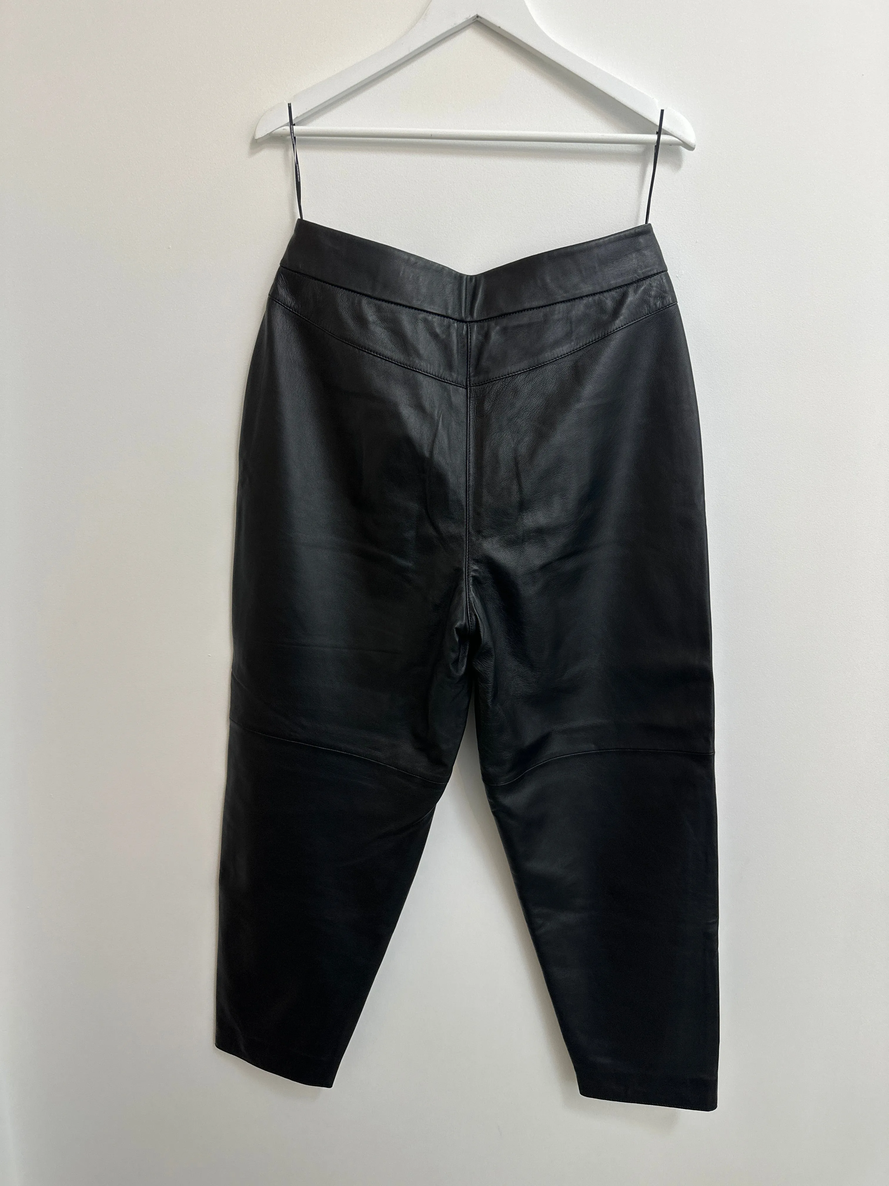 Black Leather Straight Leg Pants