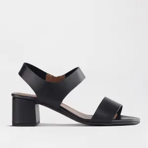 Block Heel Sandal in Black - 12679