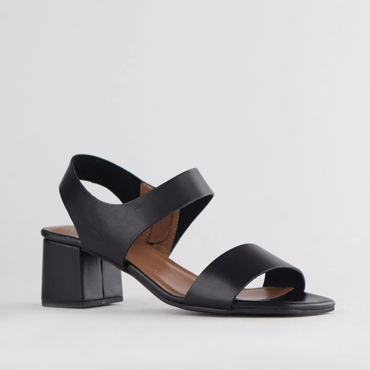 Block Heel Sandal in Black - 12679