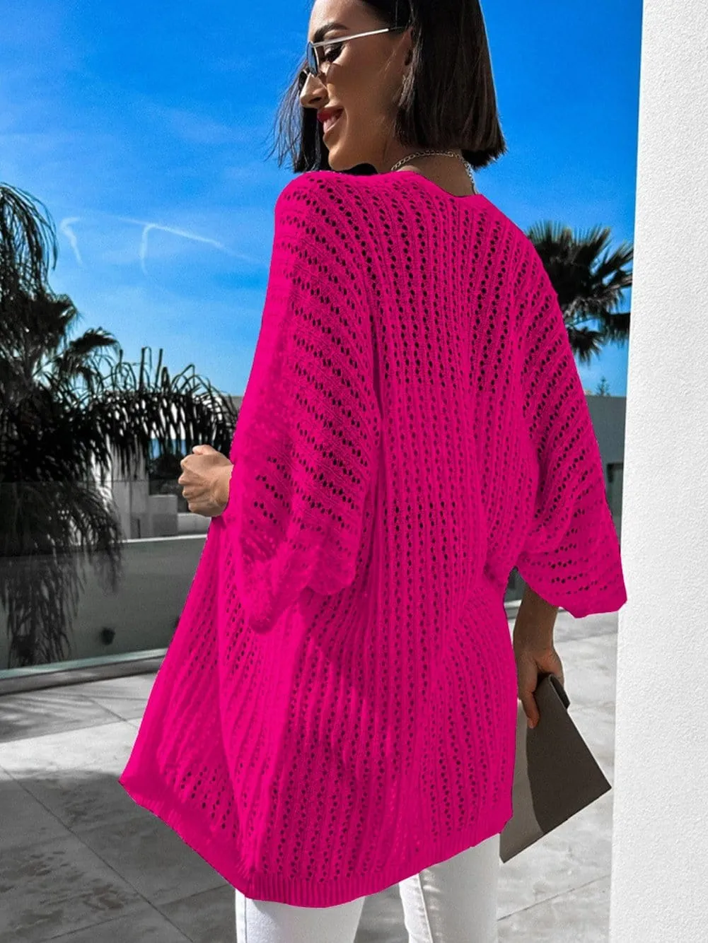 Bohemian Rose Knit Hollow-out Lightweight Cardigan