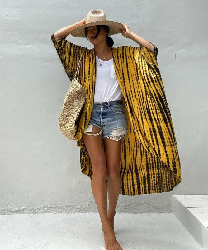 Boho Chic Tie-Dye Lightweight Beach Cardigan Cover-Up