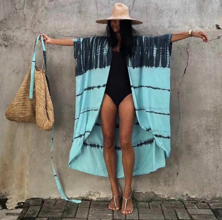 Boho Chic Tie-Dye Lightweight Beach Cardigan Cover-Up