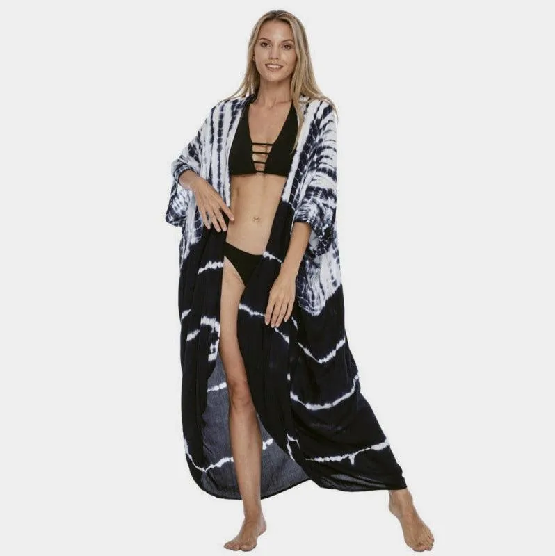 Boho Chic Tie-Dye Lightweight Beach Cardigan Cover-Up