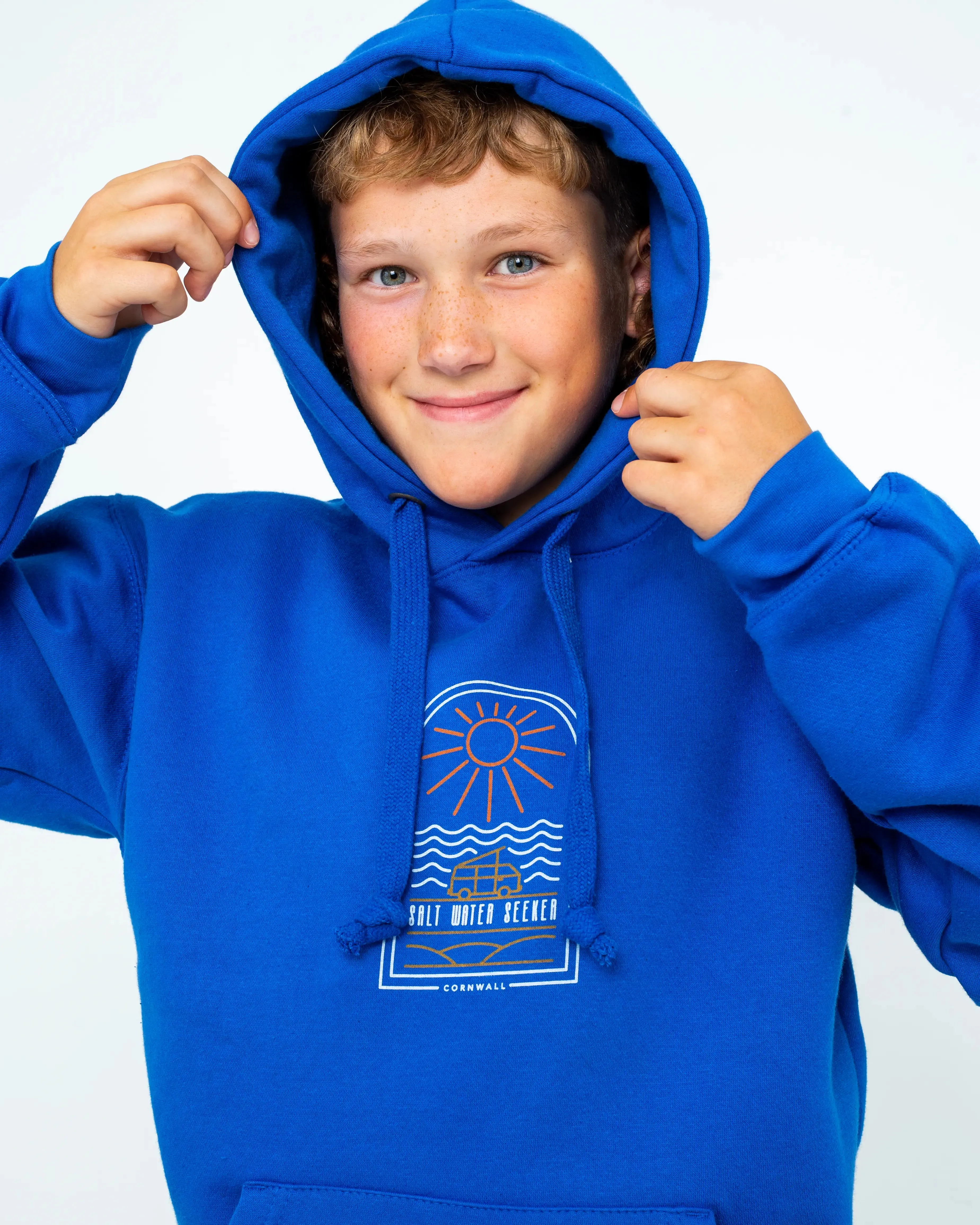 Boys Bus Hoodie in Royal Blue