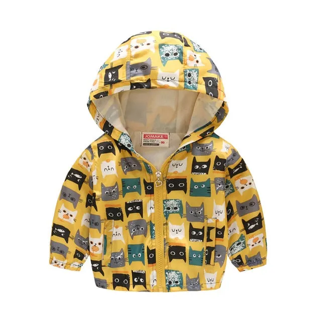 Cartoon Printed Hooded Jackets For Boys&Girls