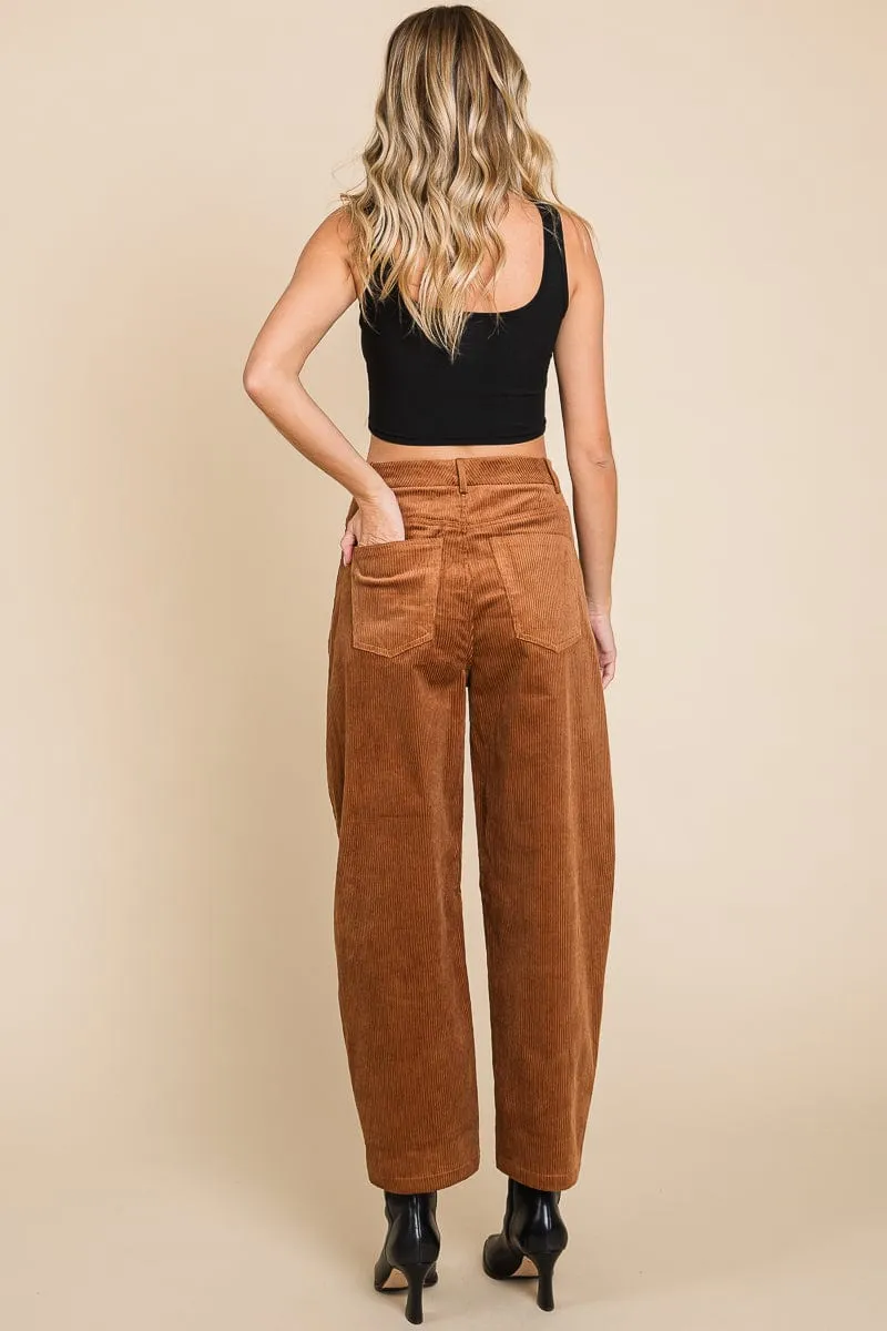 Corduroy Wide Leg Horseshoe Relaxed Fit Pants