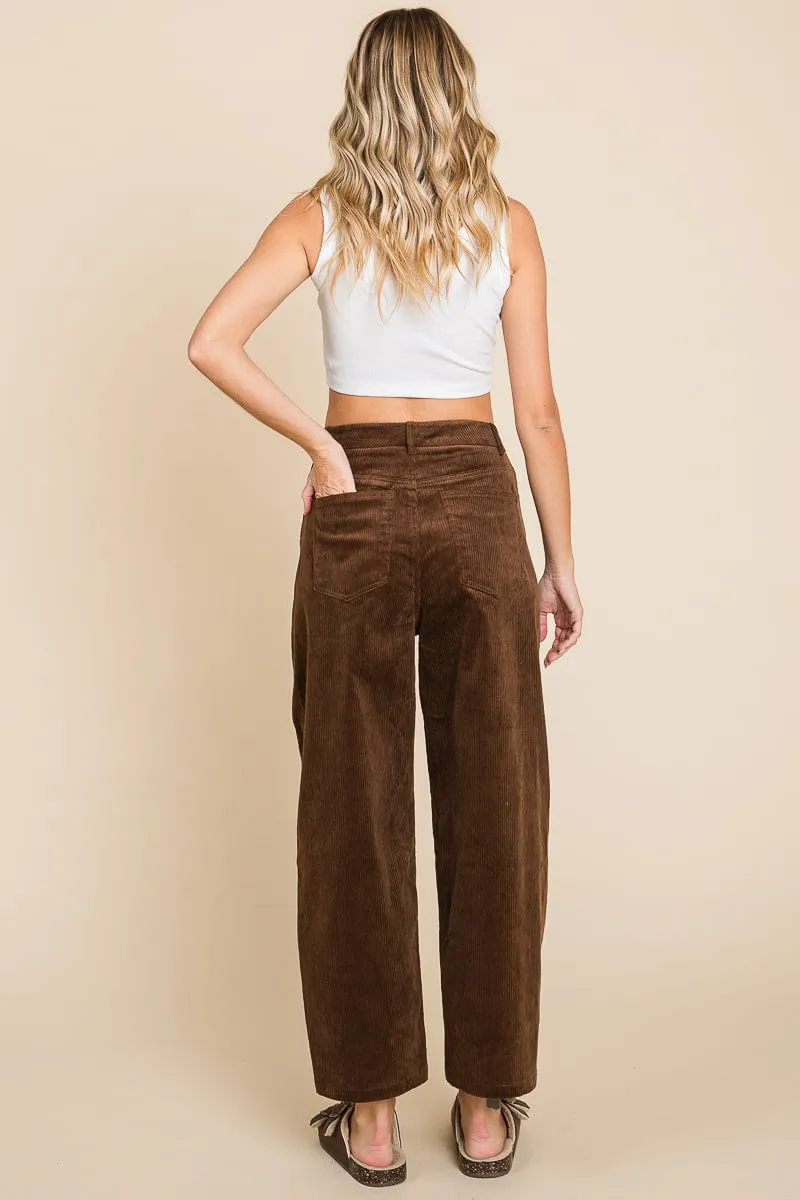 Corduroy Wide Leg Horseshoe Relaxed Fit Pants