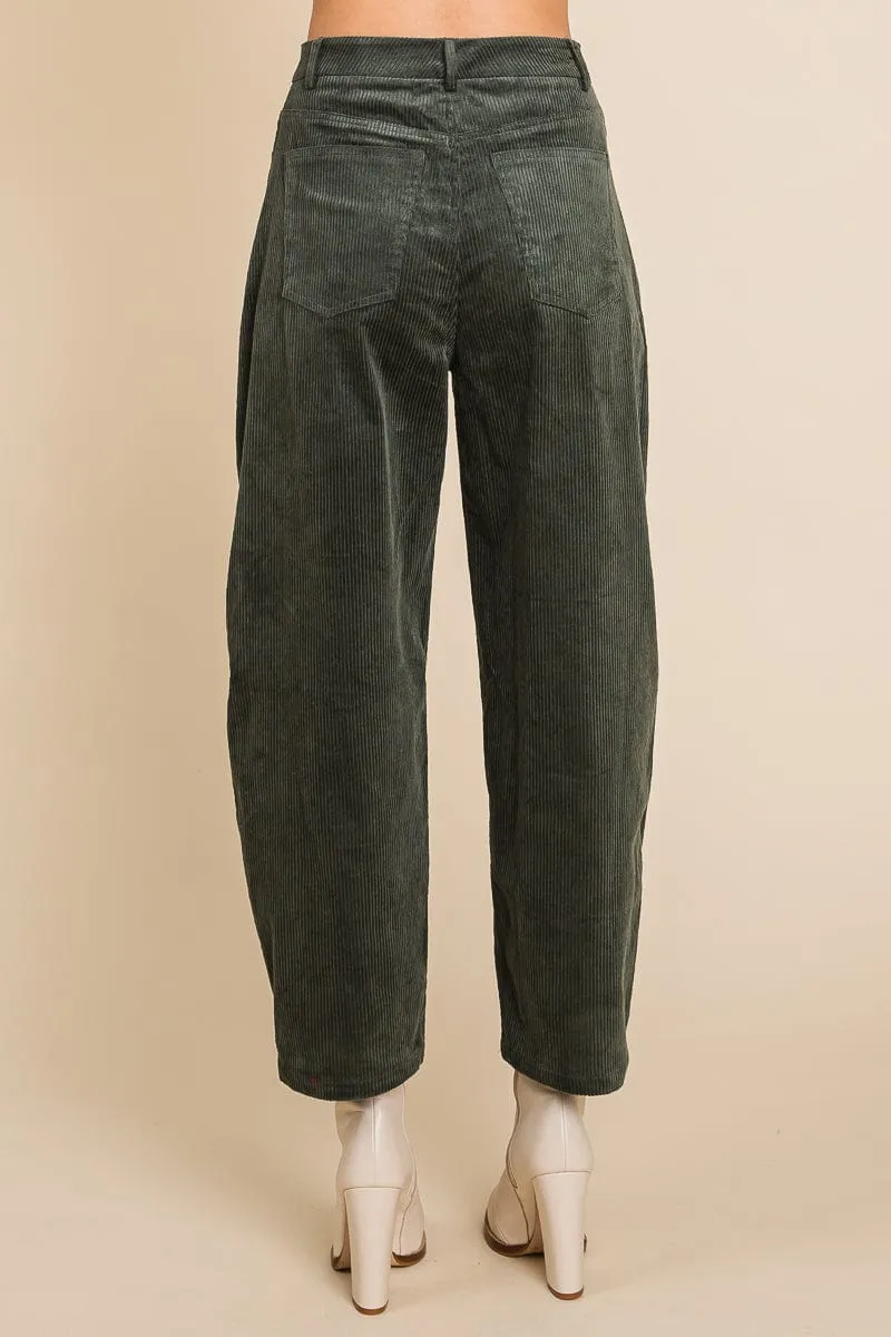 Corduroy Wide Leg Horseshoe Relaxed Fit Pants