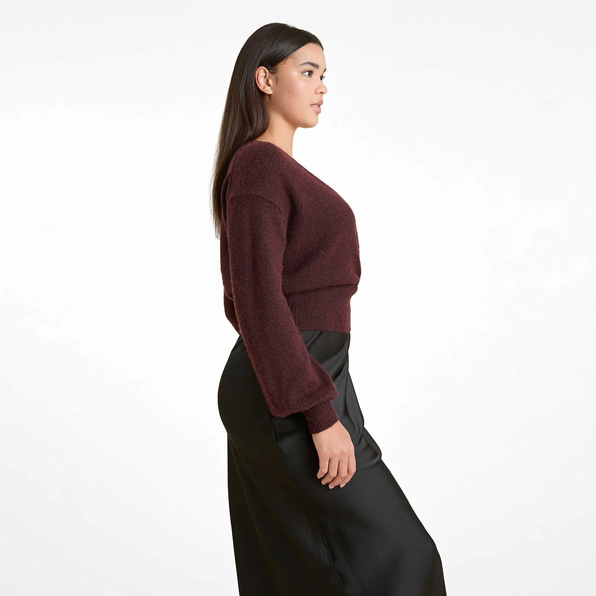 Cozy Knit Wrap Sweater | Merlot