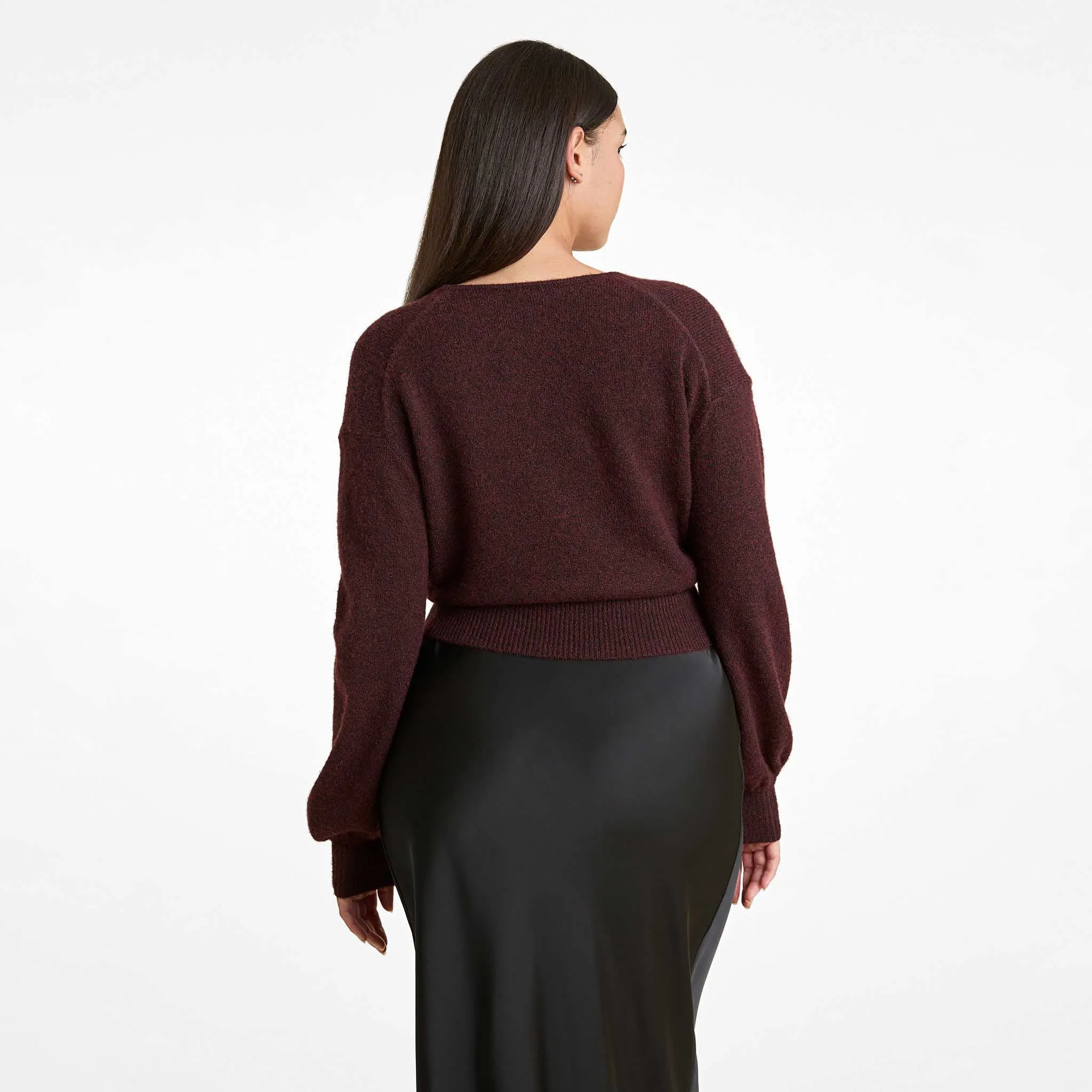 Cozy Knit Wrap Sweater | Merlot