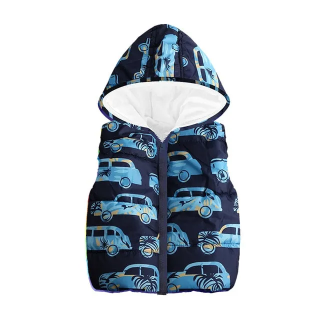 Cute Cartoon Printed Outerwear Vest &Coats For Kids