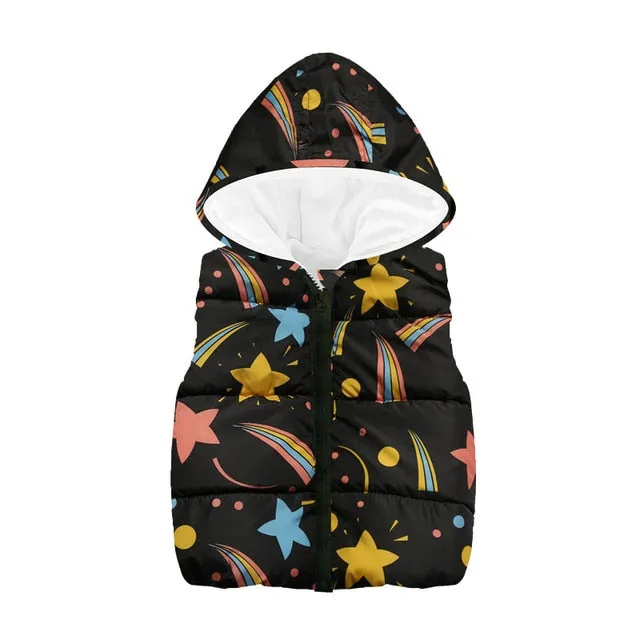 Cute Cartoon Printed Outerwear Vest &Coats For Kids