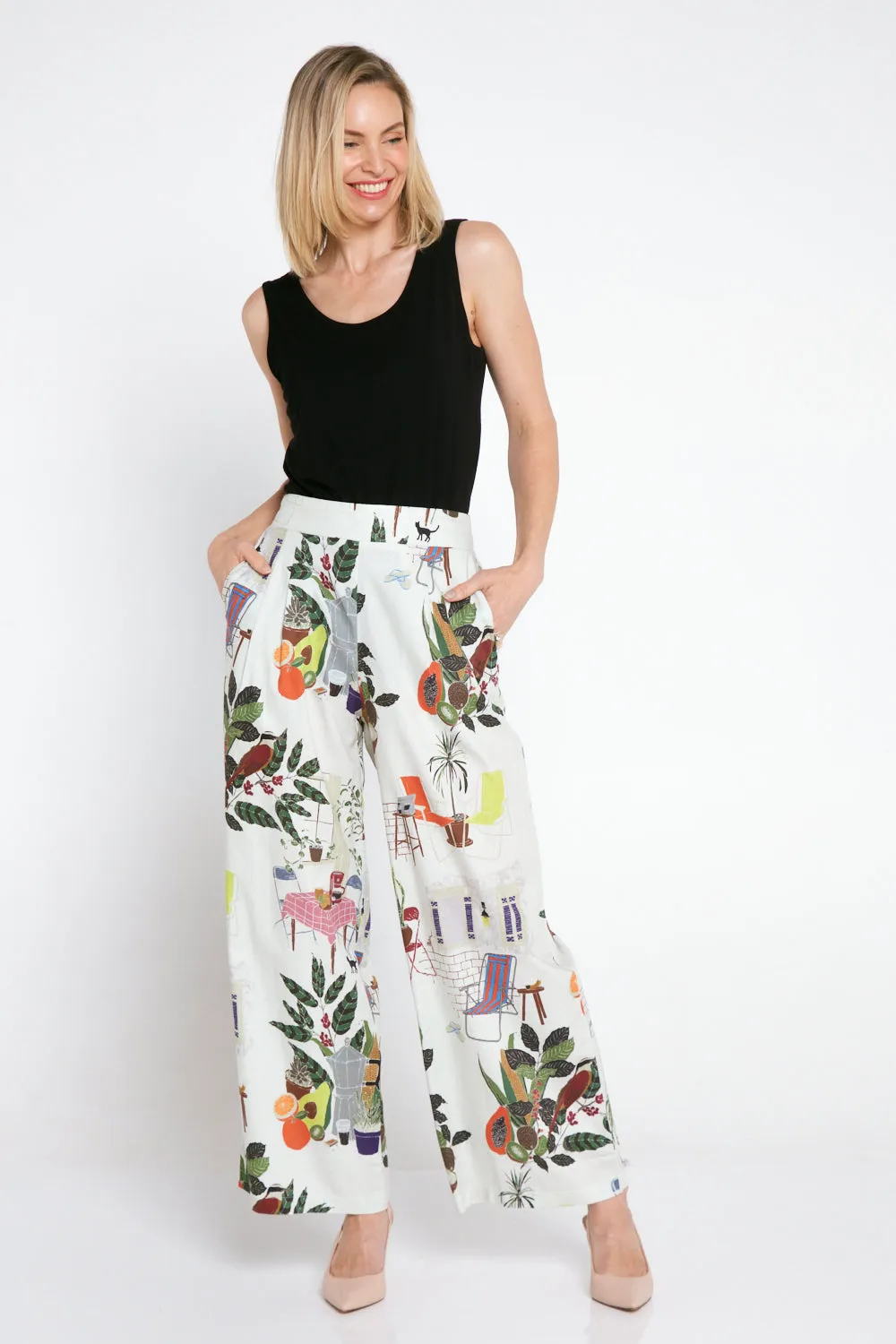 Daria Wide Leg Pants - Sage Tea Time