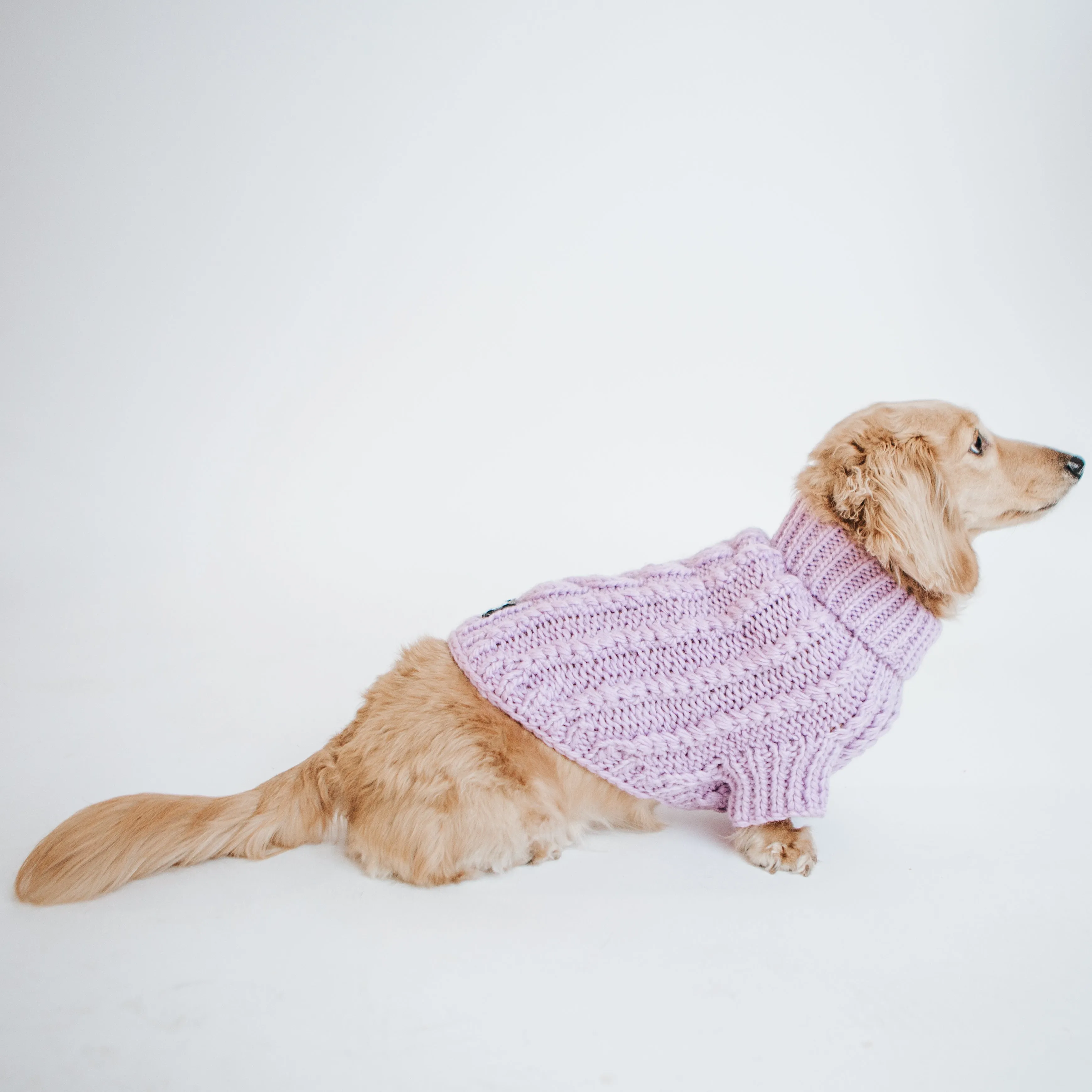 Dog Cable Knit Sweater - Lavender