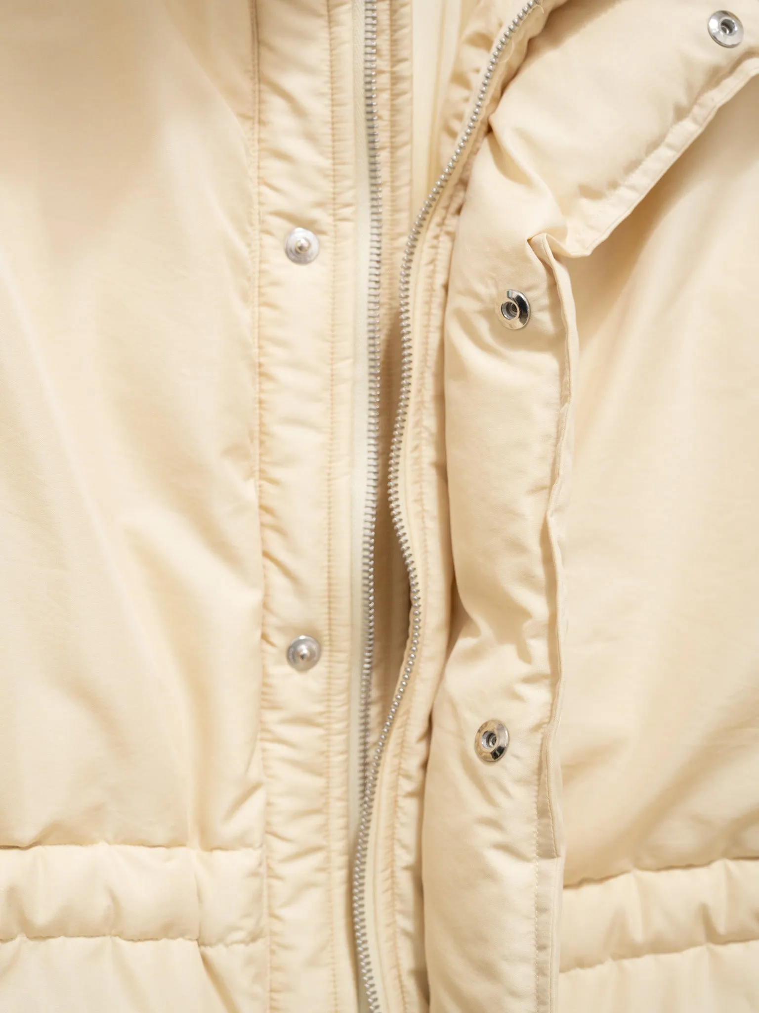 Fine Polyester Chambray Down Coat - Light Ivory Chambray