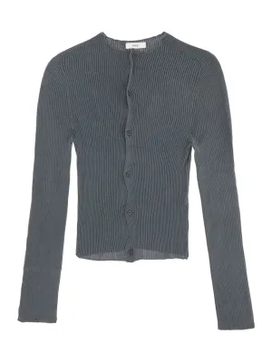 Fitted Ribbed Silk Cardigan