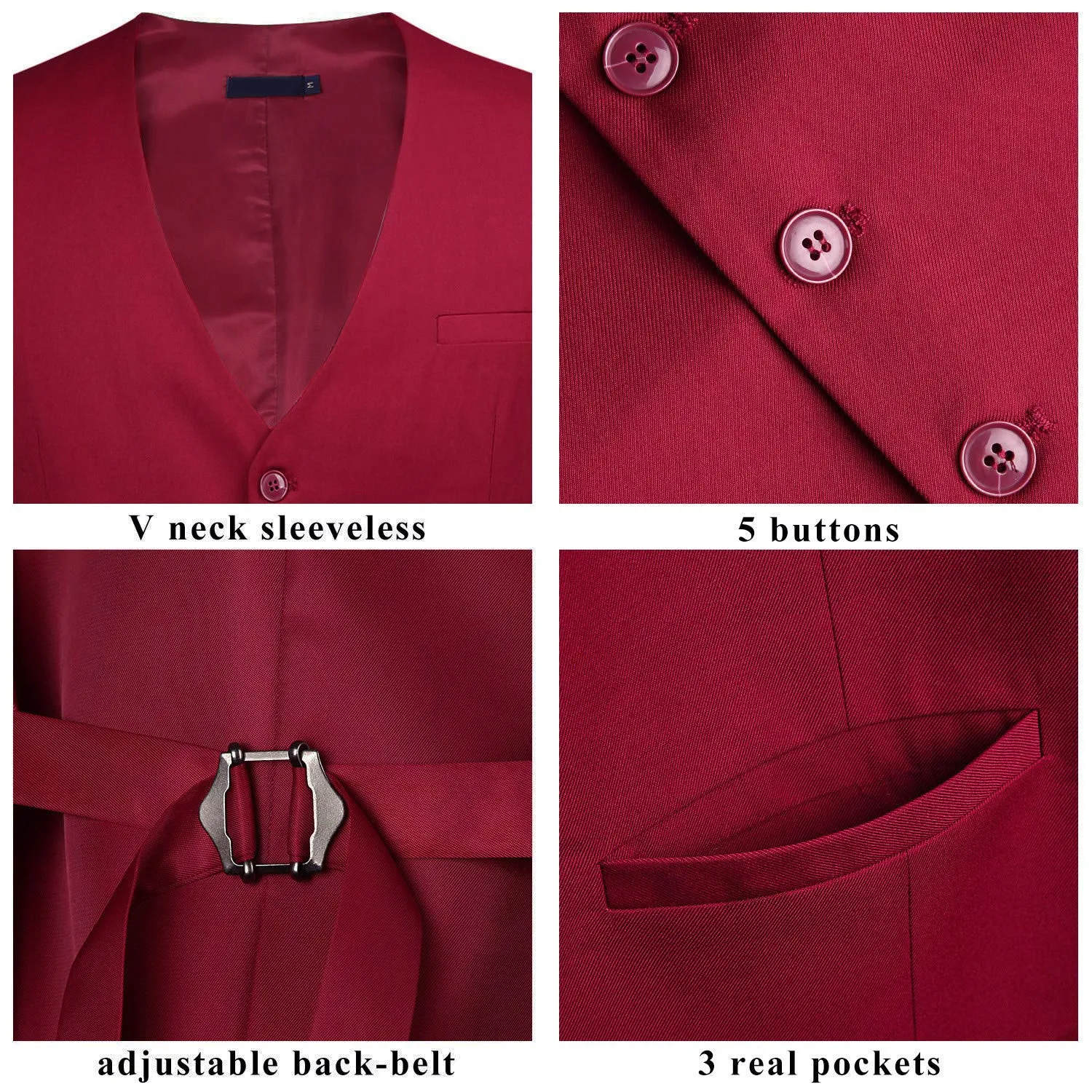 Formal Suit Vest - BURGUNDY