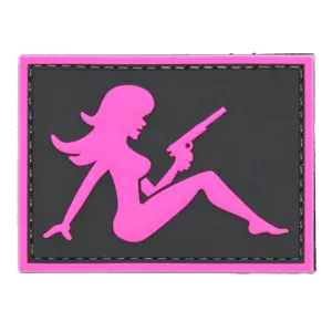 Girl with Pistol Facing Right Patch Black/Pink