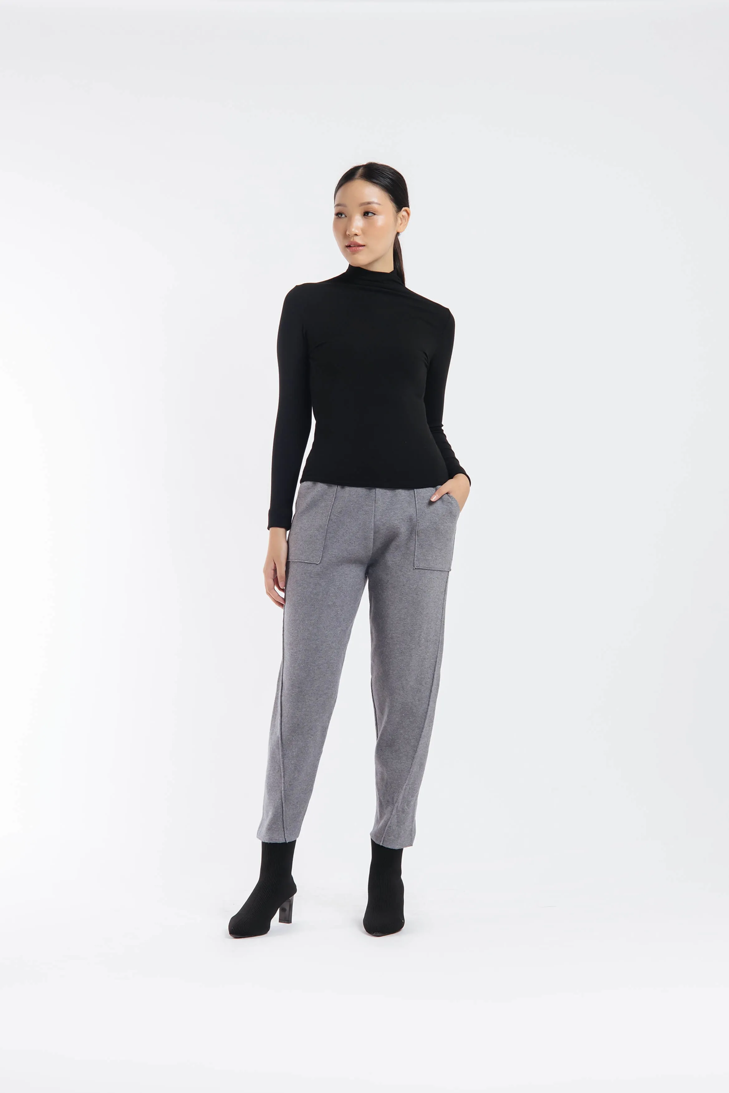 Grey Knit Winter Relaxed Pants