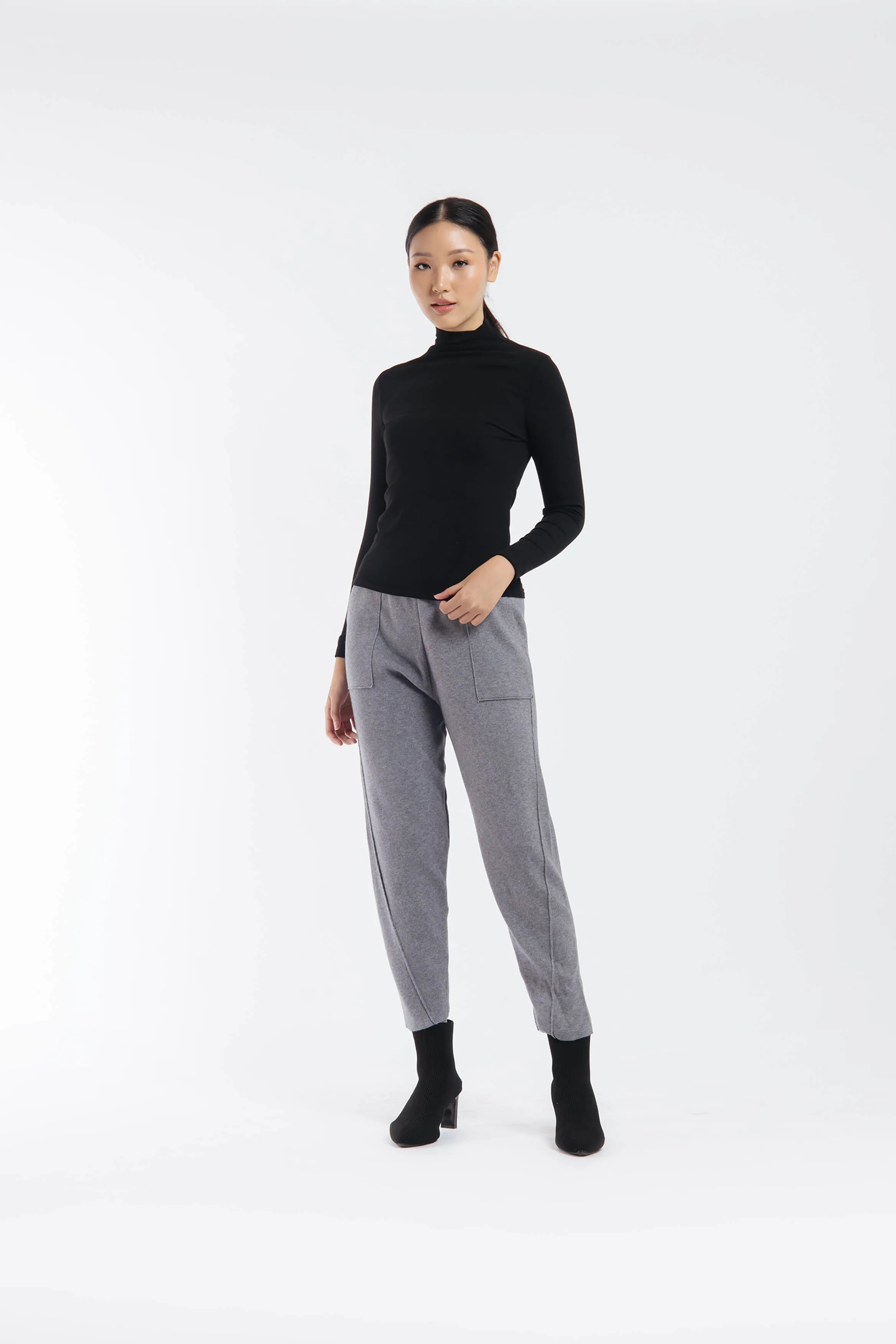 Grey Knit Winter Relaxed Pants