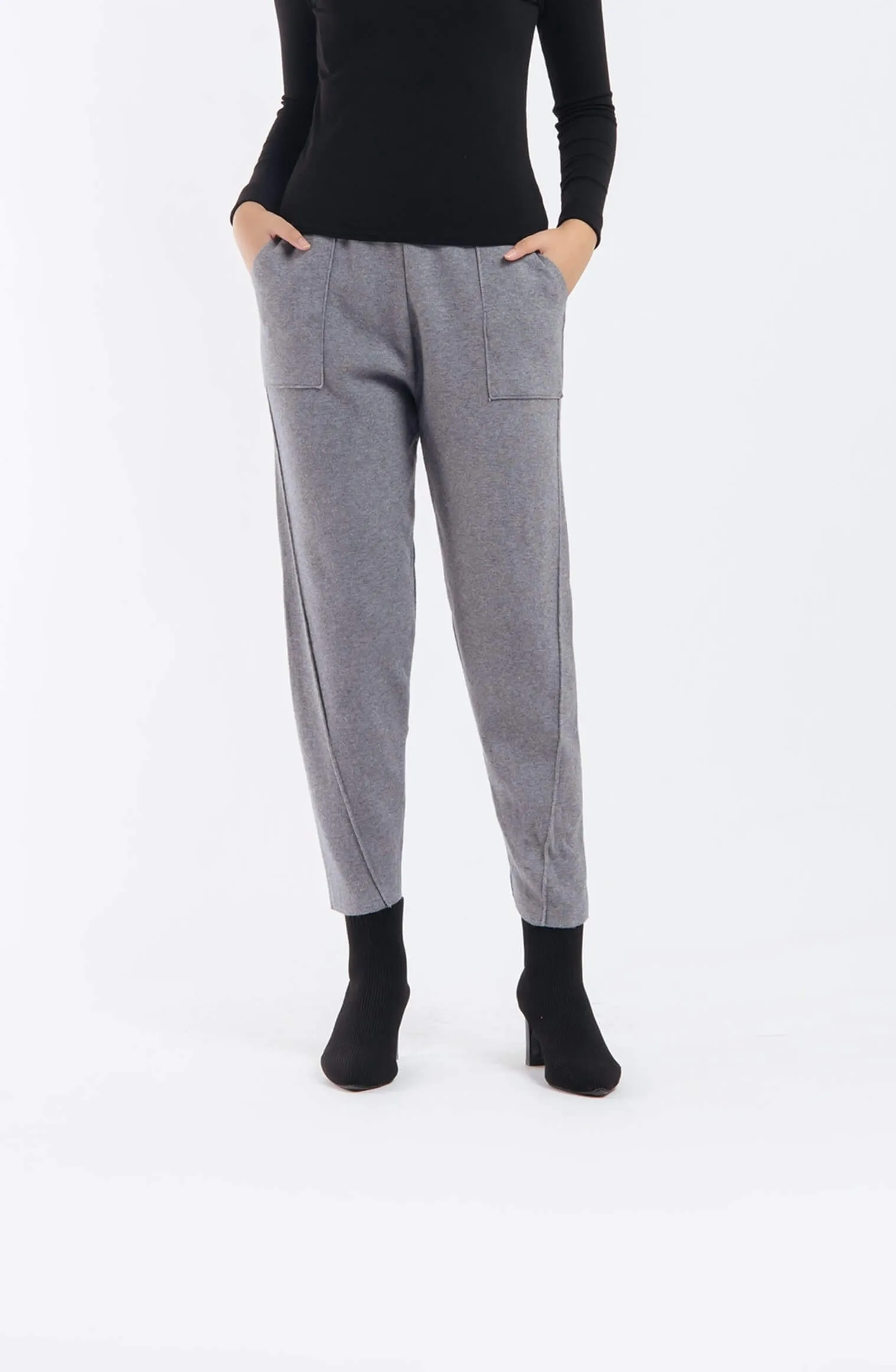 Grey Knit Winter Relaxed Pants