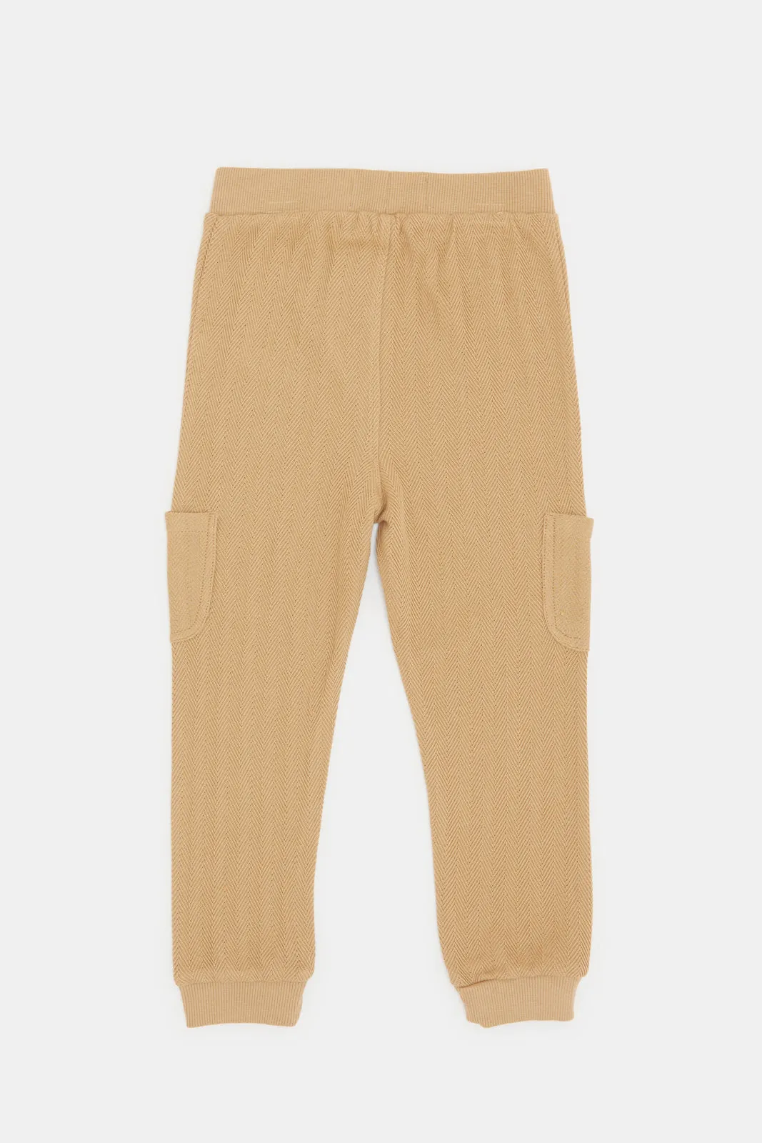 Infant Boys Beige Jacquard Jogger Pants