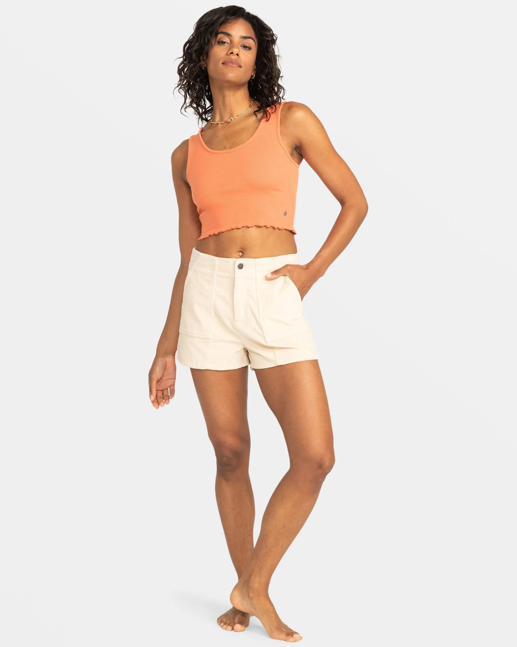 Keep It Wavy Ribbed Tank Top - Apricot Brandy