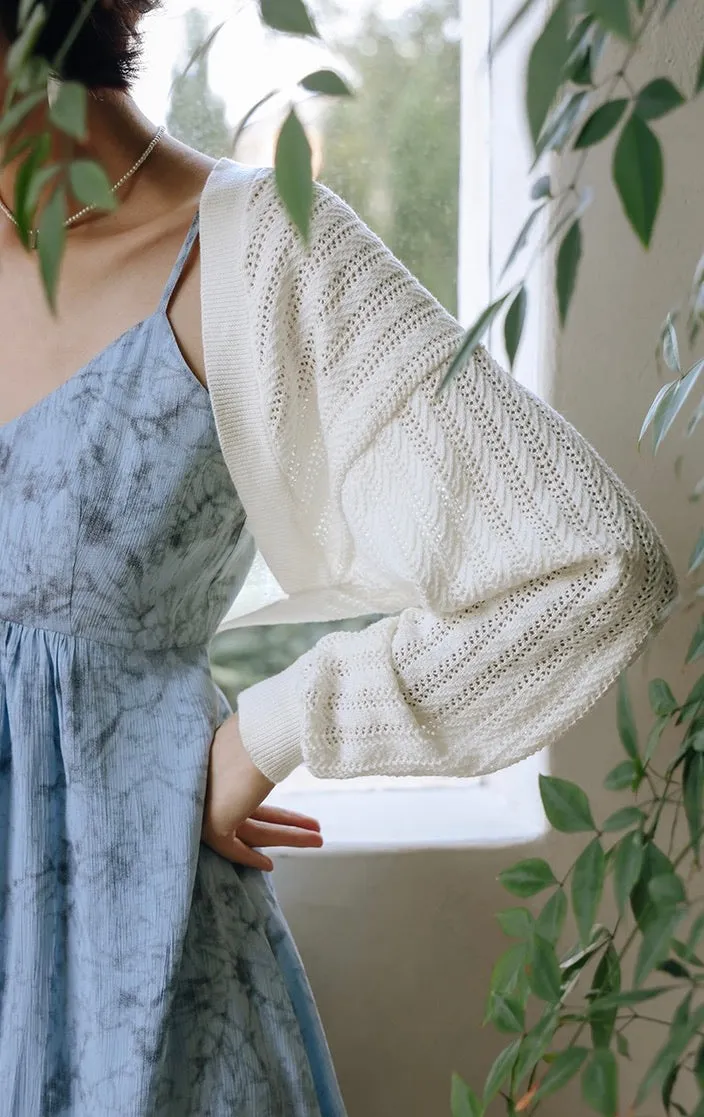 Laser Cut Bolero Cardigan in White