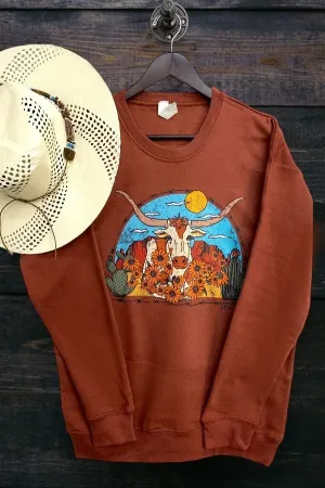 LBL SWEAT DTF BISON SUN- RUST