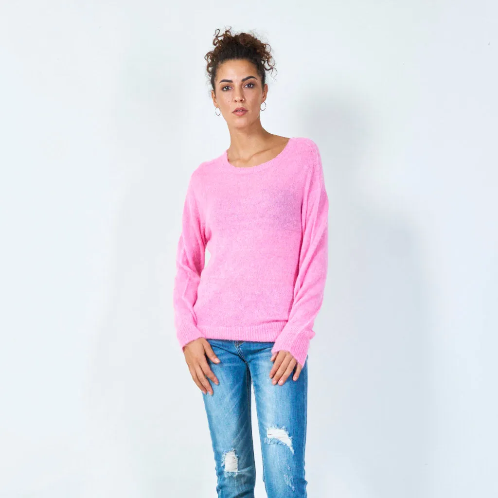 Lightweight basic crew neck sweater wholesale