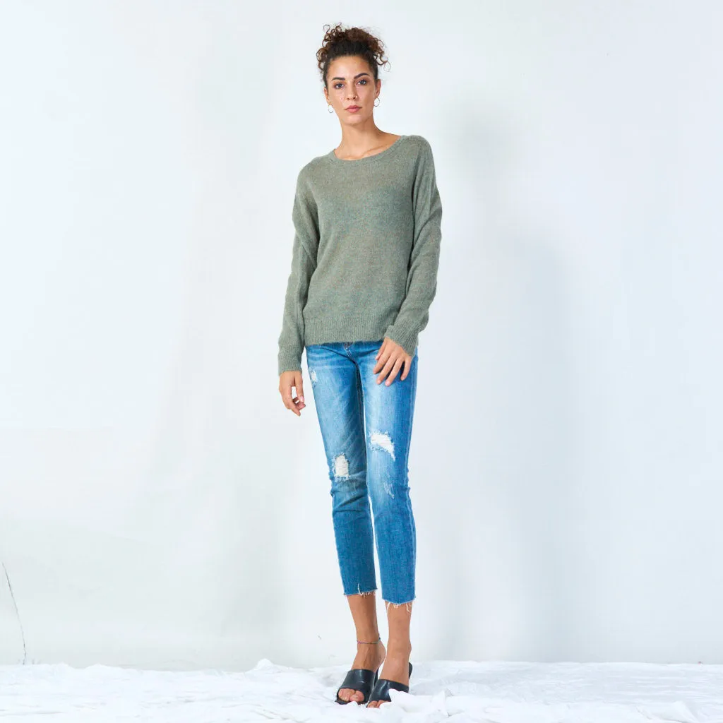 Lightweight basic crew neck sweater wholesale