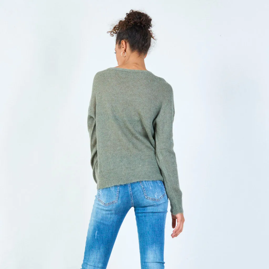 Lightweight basic crew neck sweater wholesale