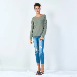 Lightweight basic crew neck sweater wholesale