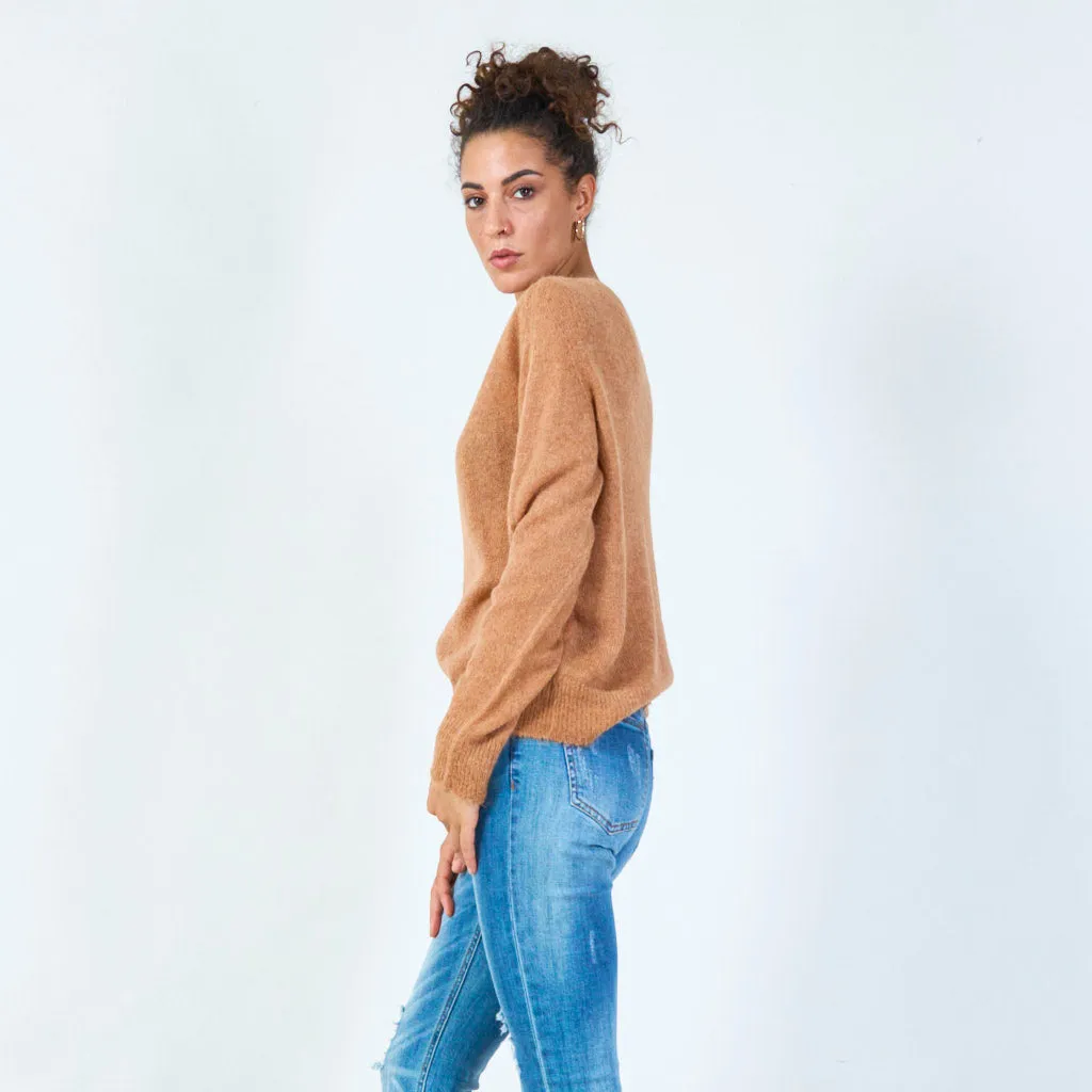 Lightweight basic crew neck sweater wholesale