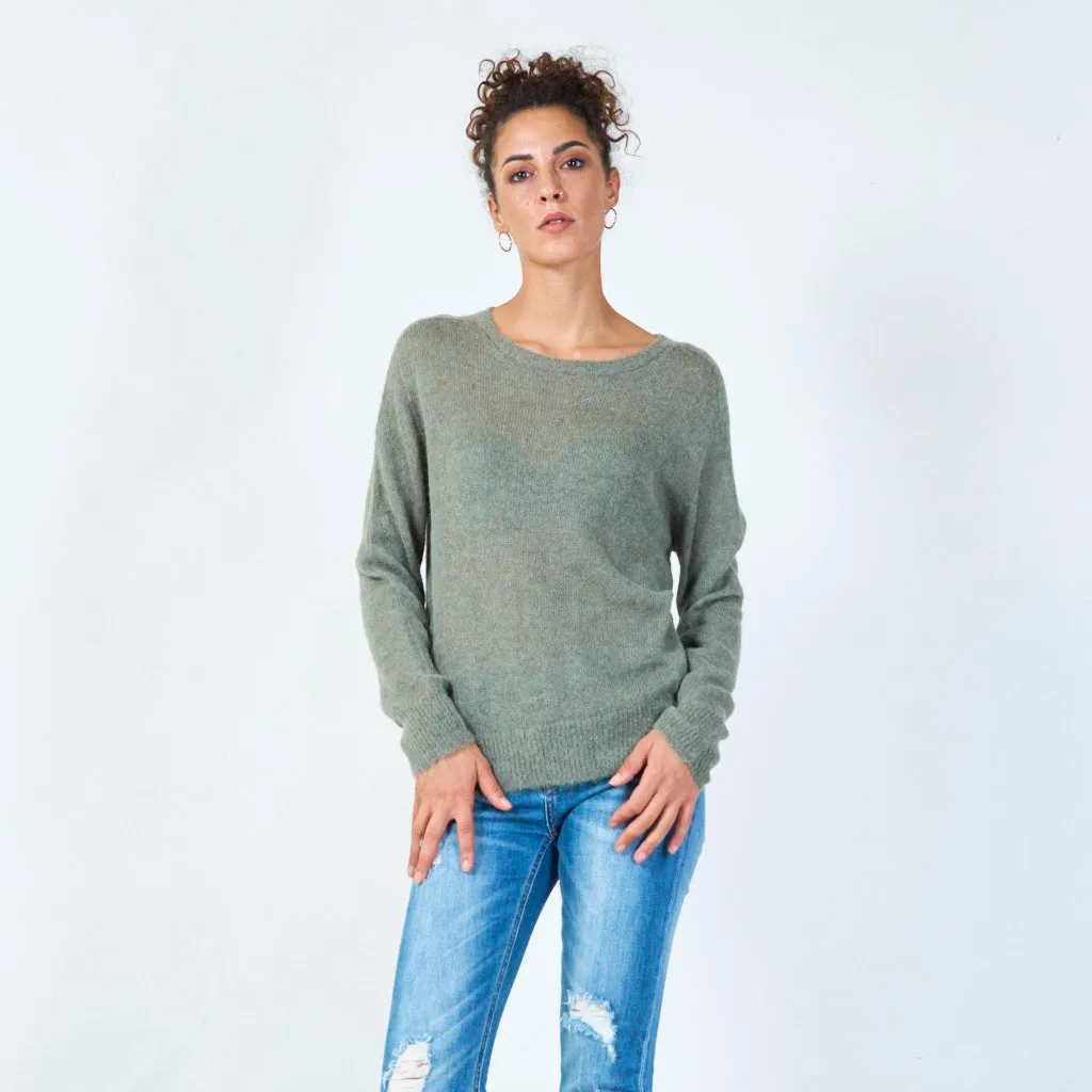 Lightweight basic crew neck sweater wholesale