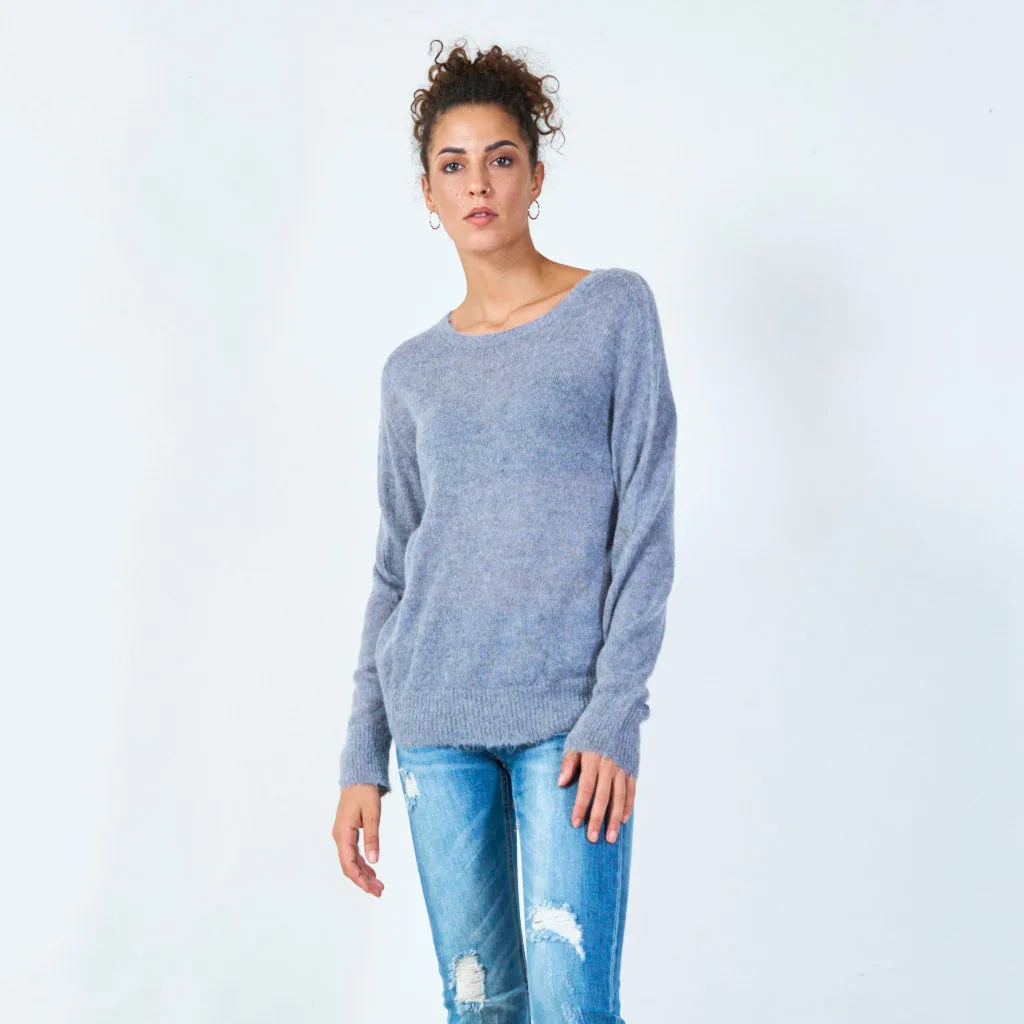 Lightweight basic crew neck sweater wholesale