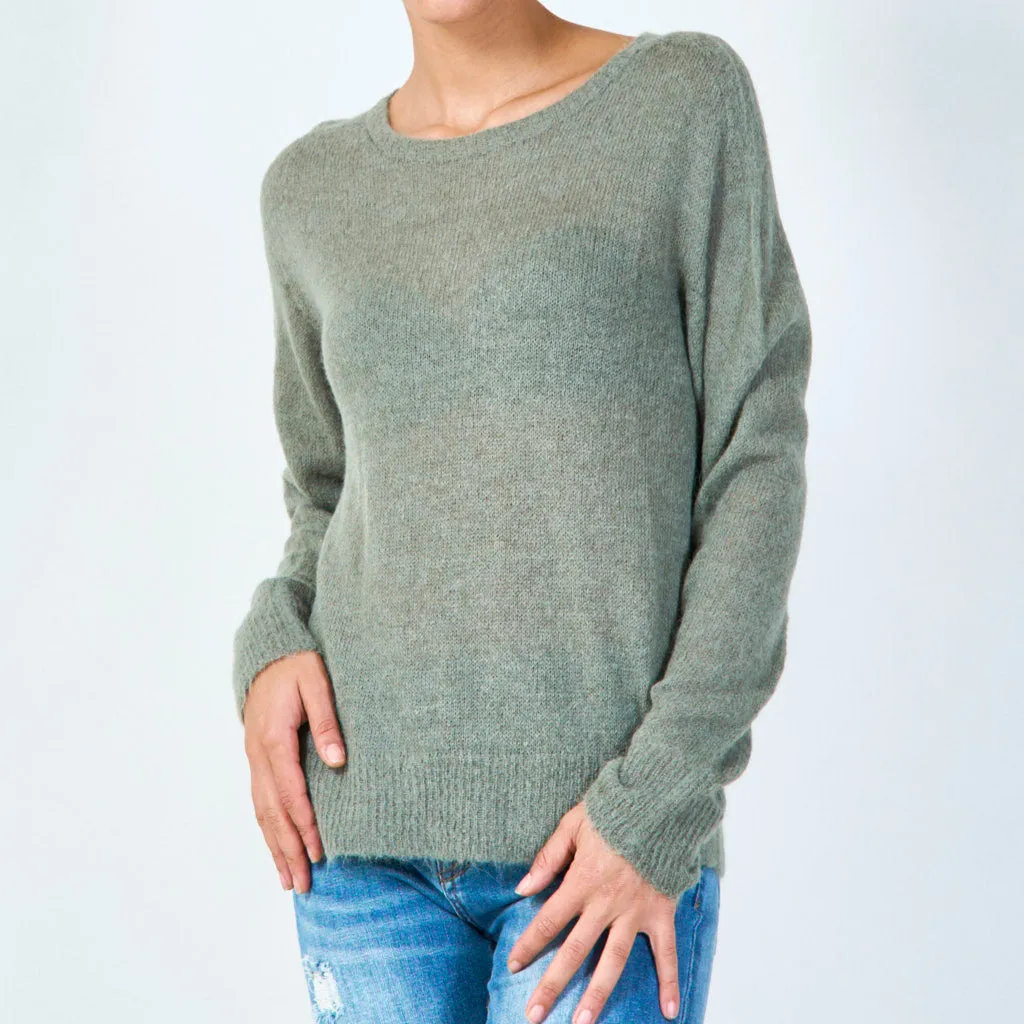 Lightweight basic crew neck sweater wholesale