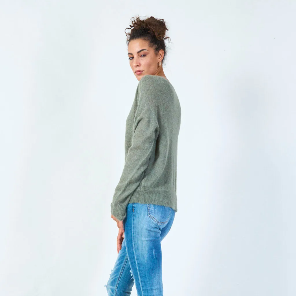 Lightweight basic crew neck sweater wholesale