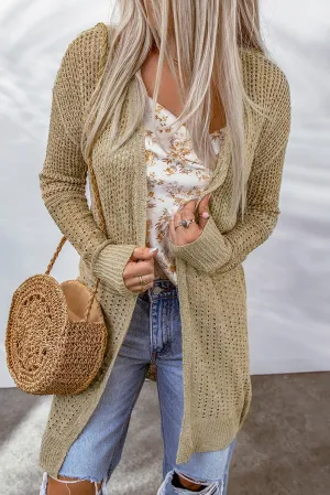 Lightweight Hollowed Knit Open Front Cardigan