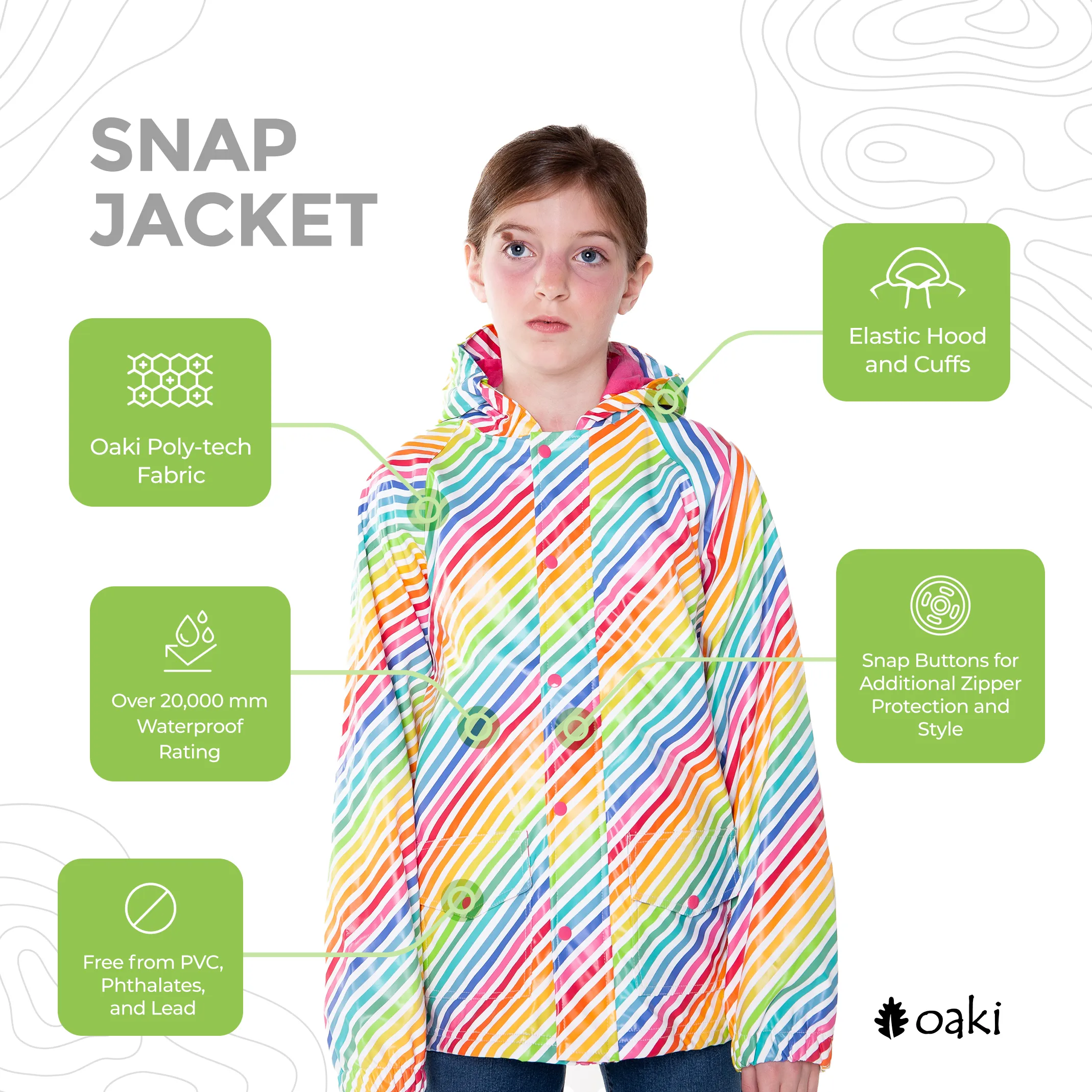 Lined Rain Jacket, Rainbow Stripe (runs large, recommend sizing down)