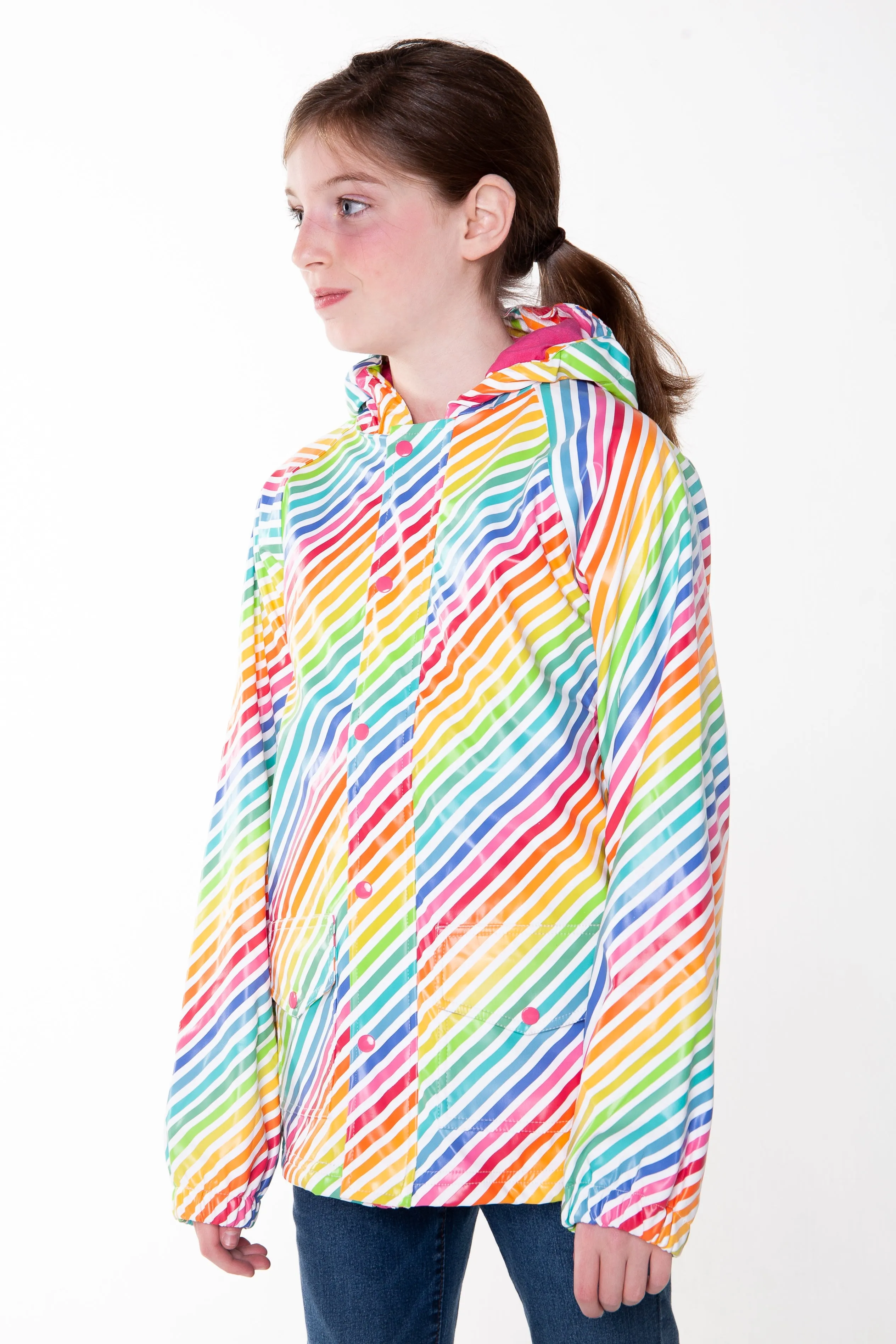 Lined Rain Jacket, Rainbow Stripe (runs large, recommend sizing down)