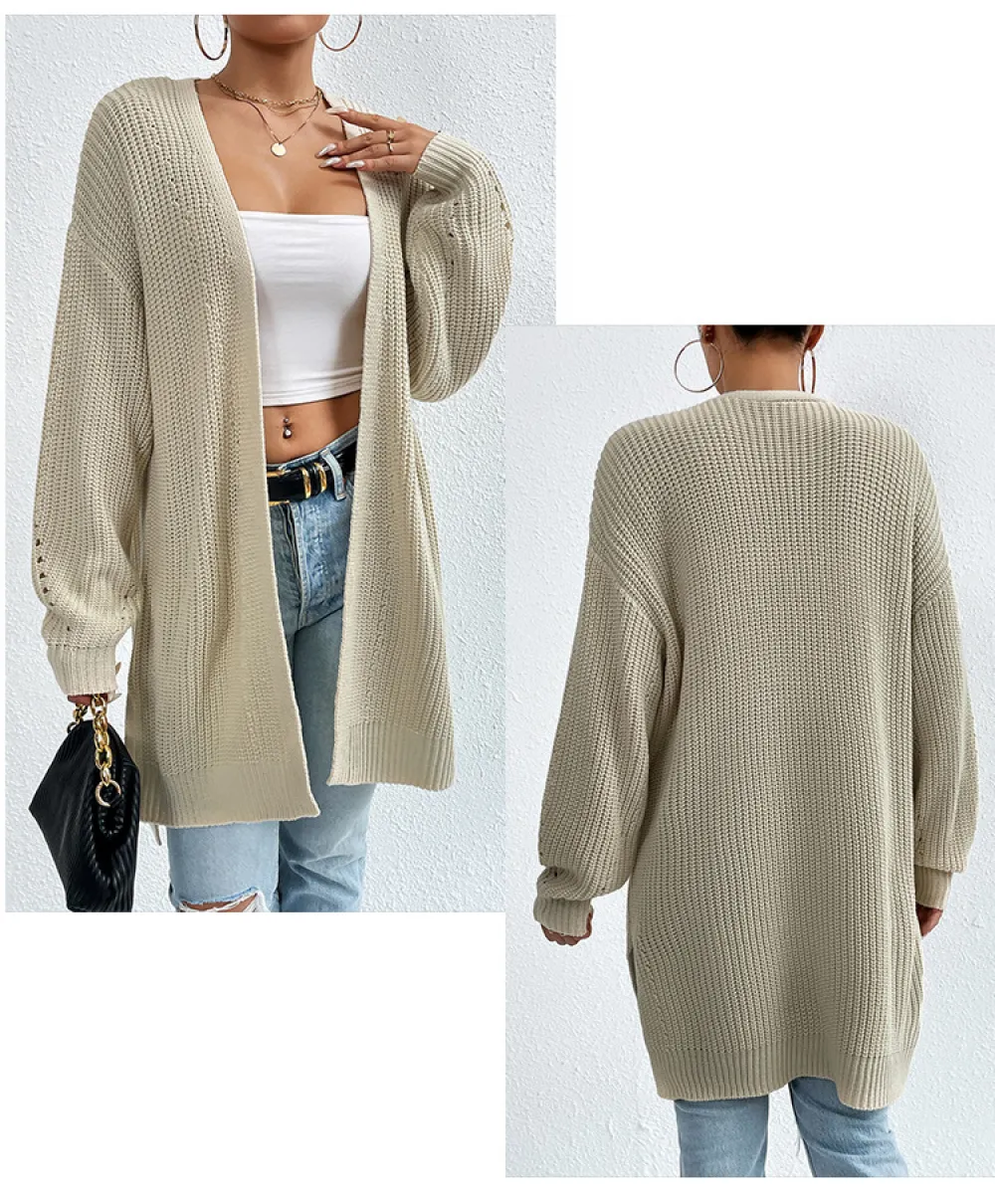 Long Sleeve Oversized Cable Knit Sweater Cardigan Fall Open Front Chunky Knit Outwear Coat