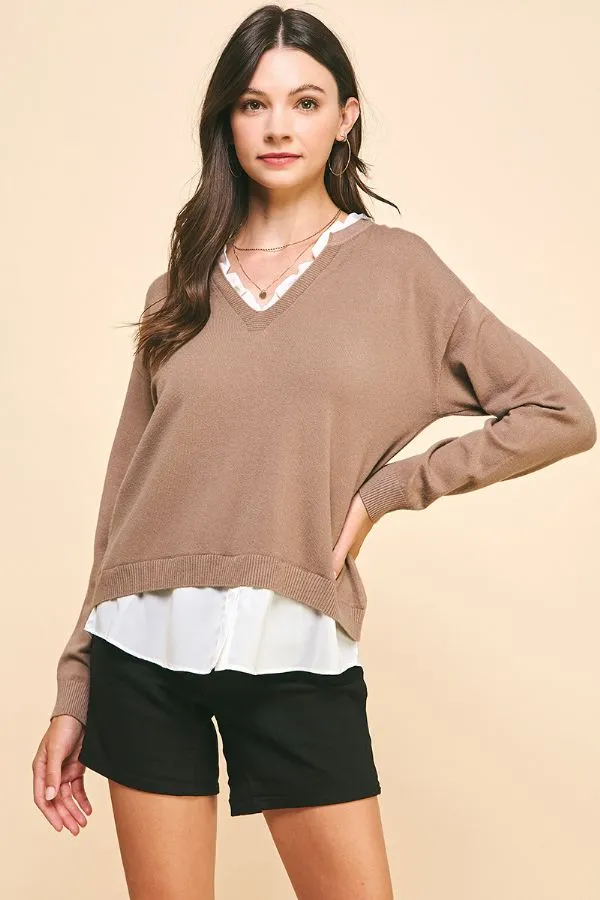 LS V NECK LAYERED TOP